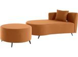 Recamiere HOME AFFAIRE "Hulby", rosa (kupfer), B:182cm H:82cm T:90cm, 100% Polyester, Sofas, Recamiere, wahlweise mit und ohne Hocker und Armlehne links oder rechts