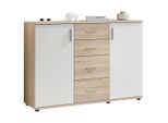 Carryhome Kommode Bobby, Weiß, Sonoma Eiche, Kunststoff, 2 Fächer, 4 Schublade(n) Schubladen, 120x82x35 cm, Typenauswahl, stehend, Wohnzimmer, Kommoden & Sideboards, Kommoden