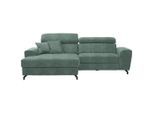 Carryhome Ecksofa, Mintgrün, Metall, 3-Sitzer, Füllung: Schaumstoff, Ottomane links, L-Form, 267x181 cm, Stoffauswahl, Liegefunktion, seitenverkehrt erhältlich, Rücken echt, Wohnzimmer, Sofas & Couches, Wohnlandschaften, Ecksofas