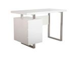 Livetastic Schreibtisch, Edelstahl, Weiß Hochglanz, Metall, Holzwerkstoff, 3 Schublade(n) Schubladen, rechteckig, eckig, 115x76x60 cm, Arbeitszimmer, Schreibtische, Bürotische