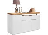 Novel Sideboard, Weiß, Eiche, Metall, Holzwerkstoff, Eiche, teilmassiv,massiv, 4 Fächer, 2 Schublade(n) Schubladen, 170x92x43 cm, Beimöbel erhältlich, Wohnzimmer, Kommoden & Sideboards, Sideboards
