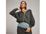MP Damen Tempo Crop-Kapuzenpulli mit Durchgehendem Reißverschluss – Nachtgrau - XS