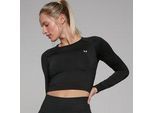 MP Damen Shape Nahtloses Langarm-Crop-Top — Schwarz - M