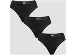 MP Women's Mid Rise Thong (3 Pack) - Black - L