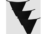 MP Damen G-String mit mittelhohem Bund (3er-Packung) – Schwarz - XL