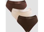 MP Damen Tanga mit Mittelhohem Bund (3er-Packung) – Dunkle Schokolade/Braun/Warmes Cremeweiß - XS