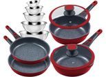 Pfannen-Set KING "Moonscape", rot, Ø:28cm, Pfannen, Induktion, Moonscape-Beschichtung,inkl. 5 Schüsseln