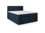 Masseno Boxspringbett Lunera 180x200 cm mit Matratze und Topper - Blau , Holz , H2 + H3 , 180x200 cm , Schlafzimmer, Betten, Boxspringbetten