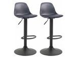 CLP Barhocker 2er Set Lederlook schwarz , Schwarz , Kunststoff , 39x82x43 cm , Esszimmer, Barmöbel, Barhocker