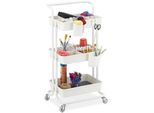 Relaxdays Rollwagen , Weiß , Metall, Kunststoff, Textil , 43x86x42 cm , Esszimmer, Servierwagen