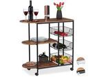 Relaxdays Servierwagen Industrial , Holzwerkstoff, Metall , 37x84x83 cm , Esszimmer, Servierwagen