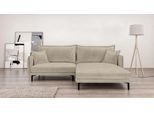 Ecksofa HOME AFFAIRE "ALEXANDRIA mit Recamiere rechts oder links bestellbar, moderne Bezüge", beige, B:246cm H:86cm T:190cm, 100% Polyester, Sofas, Ecksofa, L-Form mit Wellenunterfederung, Maße: B/H/T 246/86/190 cm
