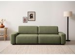 3-Sitzer HOME AFFAIRE "TORGE (257cm), Sofa,Schlafsofa in Cord, Samtvelours, Struktur fein", grün (khaki), B:257cm H:82cm T:105cm, 100% Polyester, Sofas, rundes Design, Schlaffunktion u. Bettkasten, Liegefläche: 135/200 cm
