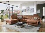 Wohnlandschaft DIE PLANBAR "PN-EM15047 U-Form, mit Kopfstützen", parkett, B:309cm H:104cm T:235cm, Sofas, Wohnlandschaft, Echtleder, wahlweise mit Bettfunktion u. Stauraum