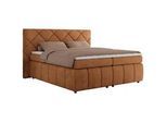 Boxbett Rita 140/200 - Orange Struktur - H3 , Textil , H3 , Rechteckig , 140x200 cm , Oeko-Tex® , Schlafzimmer, Betten, Boxspringbetten