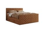 MKS Boxspringbett Paris King DUO - 180/200 - Orange Struktur - H4 , Textil , H4 , 7-Zonen , Rechteckig , 180x200 cm , Oeko-Tex® , Schlafzimmer, Betten, Boxspringbetten