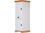 Vorratsschrank HOME AFFAIRE "Rügen", weiss (weiß, honig), B:54cm H:153,5cm T:60cm, Massivholz, Schränke, Vorratsschrank, Breite 47 cm, Kiefer massiv, 2 Türen, 1 Schubkasten