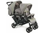 Geschwisterwagen CHIC4BABY "Duo, jeans grey", Kinder, grau (jeans grau), Kinderwagen, mit herausnehmbarer Tragetasche; Kinderwagen