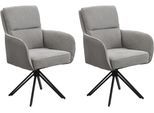Esszimmerstuhl BYLIVING "Tino", hellgrau, schwarz, B:62cm H:94cm T:70cm, Metall, Stoff, Stühle, Esszimmerstuhl, 360 Grad drehbar mit Federkernpolsterung, hochwertige Polsterbezüge