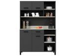 P & B Buffet Linda, Anthrazit, Hellgrau, Metall, 4 Fächer, 1 Schublade(n) Schubladen, 119.1x177x40 cm, Küchen, Küchenmöbel, Buffetschränke