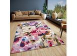 Teppich HANSE HOME "Atika", bunt, B:150cm H:5mm L:220cm, Polyester, Teppiche, Teppich, Floral, Kurzflor, pflegeleicht, Anti-Slip, Glanz, Wohnzimmer