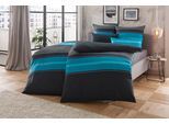 Bettwäsche MY HOME "Circle", blau (türkis), B/L: 135cm x 200cm, 1 Stk., 1 Stk., Linon, B/L: 80cm x 80cm, 2 Stk., Linon, Obermaterial: 100% Baumwolle, Bettwäsche, Bettwäsche, Bettwäsche aus Baumwolle mit Streifen-Design, moderne Bettwäsche