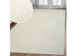 Teppich MY HOME "Vibek, Wellen-Design in Hoch-Tief-Struktur" Gr. 8, beige (creme), B:280cm H:9mm L:380cm, Kunstfaser, Teppiche, Teppich, 3D-Effekt, softer Kurzflor, pflegeleicht, Scandi-Look