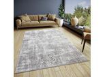 Teppich HANSE HOME "Style", grau (grau,beige), B:200cm H:13mm L:280cm, Polyester, Teppiche, Teppich, Vintage, Kurzflor, Orient Optik, pflegeleicht, robust, glänzend