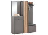 Voleo Garderobe, Graphit, Eiche Artisan, Holzwerkstoff, Glas, Textil, 156x198x40 cm, FSC Mix, Garderobe, Garderoben-Set & Garderoben-Serien, Garderoben-Sets