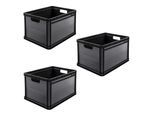 Transportbehälter KEEEPER "Transportbox robert, 3er Set, 64 L, 60 x 40 x 32 cm", graphit grau, B:40cm H:32cm L:60cm, Kunststoff, Transportboxen, säure- und laugenbeständig, 60 kg Tragkraft
