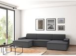 Wohnlandschaft TRENDMANUFAKTUR "Graz, wahlweise mit Sitzvorschub und Bettkasten, U-Form, Breite 329 cm", grau (anthrazit), B:329cm H:73cm T:162cm, 100% Polyester, Sofas, Wohnlandschaft, in Cord-, haustierfreundlichem LEO Struktur- oder LUMOS-3D-Bezug
