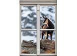 Wandsticker QUEENCE "Steinbock", braun, B:40cm H:60cm T:0,1cm, Wandtattoos, Wandsticker, Wandbild, selbstklebend, 3D, Fenster