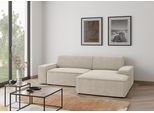 Ecksofa TRENDMANUFAKTUR "Graz, wahlweise mit Sitzvorschub und Bettkasten, L-Form, Breite 246 cm", beige (cream), B:246cm H:73cm T:162cm, 92% Polyester, 8% Polyamid, Sofas, Ecksofa, in Cord-, haustierfreundlichem LEO Struktur- oder LUMOS-3D-Bezug