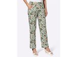 Schlupfhose CLASSIC BASICS, Damen, Gr. 24, Kurzgrößen, grün (ecru, eucalyptus, bedruckt), 100% Viskose, Paisley, geblümt, gemustert, mehrfarbig, Hosen Schlupfhose