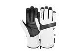 Skihandschuhe REUSCH "Madison R-TEX XT", Damen, Gr. 7.5, weiß, schwarz, 75% Polyester, 18% Ziegenleder, 6% Polyurethan, 1% Polyamid, unifarben, Handschuhe, mit wasserdichter, atmungsaktiver Funktion