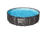 Bestway Pool SET Steel PRO 5614Z , Blau, Grau, Weiß , Metall, Kunststoff , Uni , 107 cm , Freizeit & Co, Pools & Wasserspaß, Pools