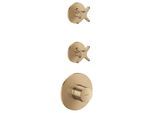 hansgrohe AXOR One Thermostatmodul 48712140 Unterputz, 2 Verbraucher, mit Kreuzgriff, brushed bronze