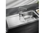 Blanco Spüle 525327 100 x 50 cm, Edelstahl Bürstfinish, reversibel, PushControl Ablauffernbedienung