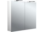 Emco pure 2 Style Aufputz-Lichtspiegelschrank 979705303 800x721mm, mit LED-Aufsatzleuchte, 2-türig, Aluminium