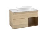 Villeroy und Boch Finion Waschtischunterschrank FA21GNPC 100cm, Abdeckplatte white matt, Regale Walnut Veneer, Oak Veneer