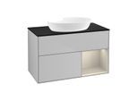 Villeroy und Boch Finion Waschtischunterschrank GA22HHGJ 100cm, Abdeckplatte black matt, Emotion, Regale sand matt lacquer, Light grey matt