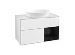 Villeroy und Boch Finion Waschtischunterschrank GA21PHGF 100cm, Abdeckplatte white matt, Emotion, Regale Glossy black lacquer, Glossy white lacquer