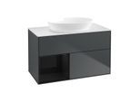 Villeroy und Boch Finion Waschtischunterschrank GA11PHHG 100cm, Abdeckplatte white matt, Emotion, Regale Glossy black lacquer, Midnight Blue Matt Lacquer