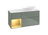Villeroy und Boch Finion Waschtischunterschrank FA41HFGM 120cm, Abdeckplatte white matt, Regale Gold matt lacquer, Olive Matt Lacquer