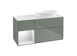 Villeroy und Boch Finion Waschtischunterschrank FA41MTGM 120cm, Abdeckplatte white matt, Regale White matt lacquer, Olive Matt Lacquer