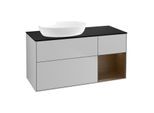 Villeroy und Boch Finion Waschtischunterschrank FA52GNGJ 120cm, Abdeckplatte black matt, Regale Walnut Veneer, Light grey matt