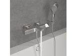 Villeroy & Boch Universal Taps & Fittings Wannen-Thermostat TVT00000200061 eckig, verstellbarer Strahlregler, Wandmontage, chrom