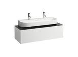 LAUFEN Sonar Schubladenelement/Sideboard H4054610341431 117,5x34x45,5cm, Ausschnitt Mitte, Aufsatzwaschtisch, Weiß matt/Nero Marquina