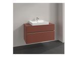 Villeroy und Boch Collaro Waschtischunterschrank C019B0AH 100x54,8x50cm, Waschtisch mittig, LED-Beleuchtung 7,3 W, wine red