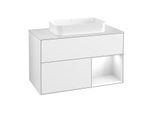 Villeroy und Boch Finion Waschtischunterschrank F661GFGF 100x60,3x50,1cm, Regal rechts Glossy white lacquer, Glossy white lacquer
